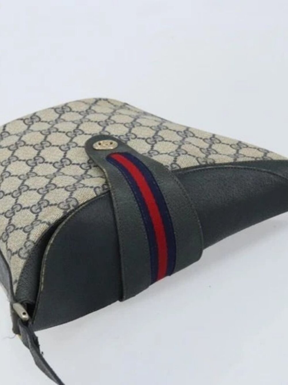GUCCI GG Supreme Sherry Line Shoulder Bag PVC Navy Gold 904 02 081 Auth BSZ533 - Picture 6 of 16